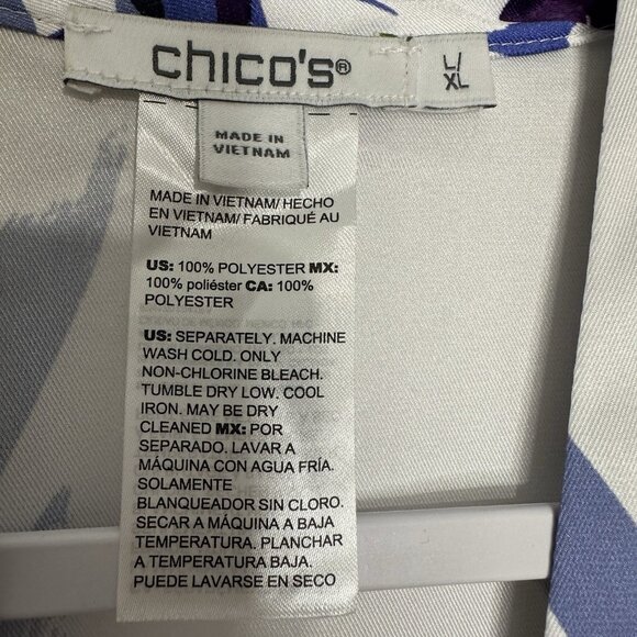 Chicos Costa Collace Short Kimono L XL Blue Floral Geometric Ruana - Picture 6 of 10